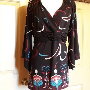 F4-Cato plus size ladies black & multicolor tunic